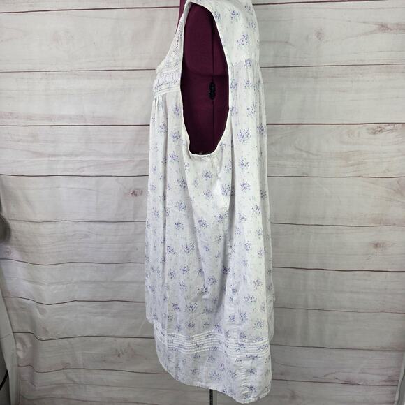 Eileen West Nightgown Womens 2X Sleeveless Lace Trim Floral Pajama Sleepwear - Picture 2 of 10